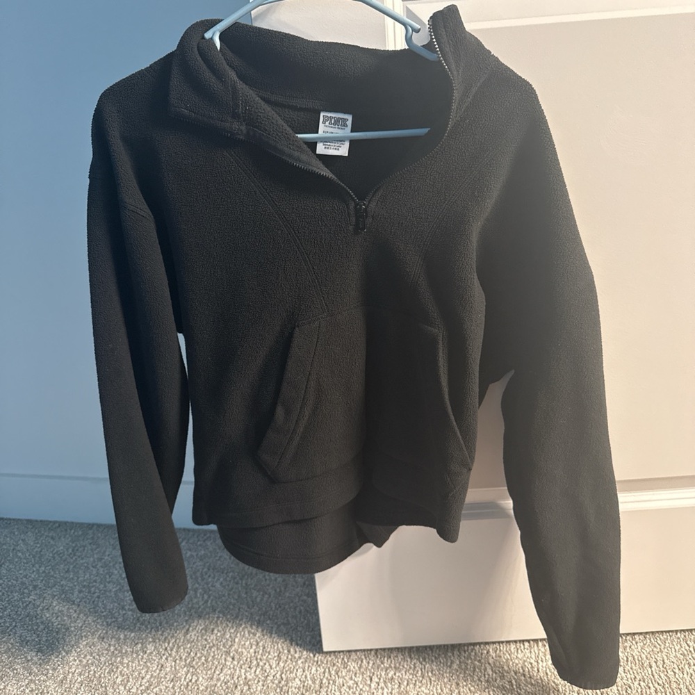 PINK Victoria's Secret Black Quarter-Zip Hoodie